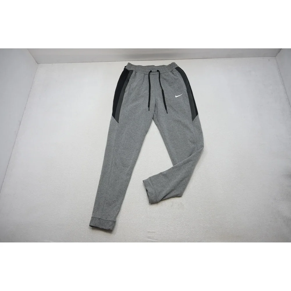 Nike Jogger Sweatpants‎ Mens Medium Therma Fit Gray Black Tapered Athletic EUC